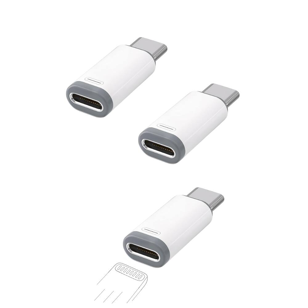 Alt View 1. Qixxronics - Lightning Female to Type C Male Charger Adapter for Lightning Cable Connector for Type-C iPad iPhone Samsung (3-Pack) - White.