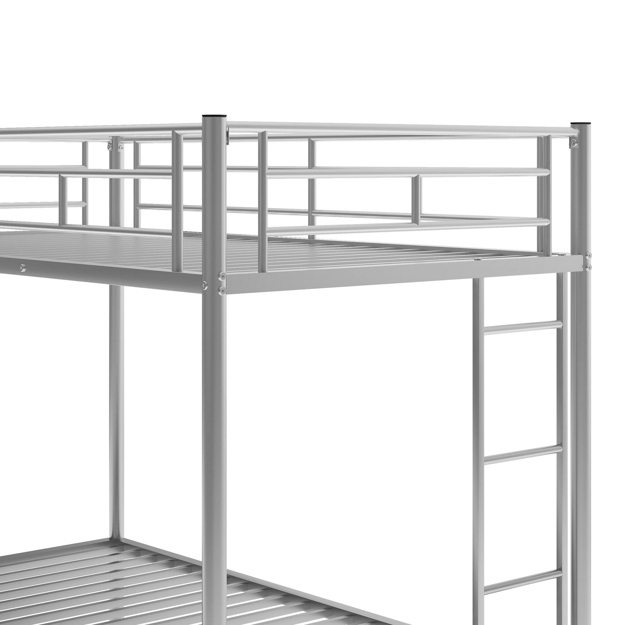 Alt View 6. GOODSILO - Twin over Twin Bunk Bed with Trundle - Silver.