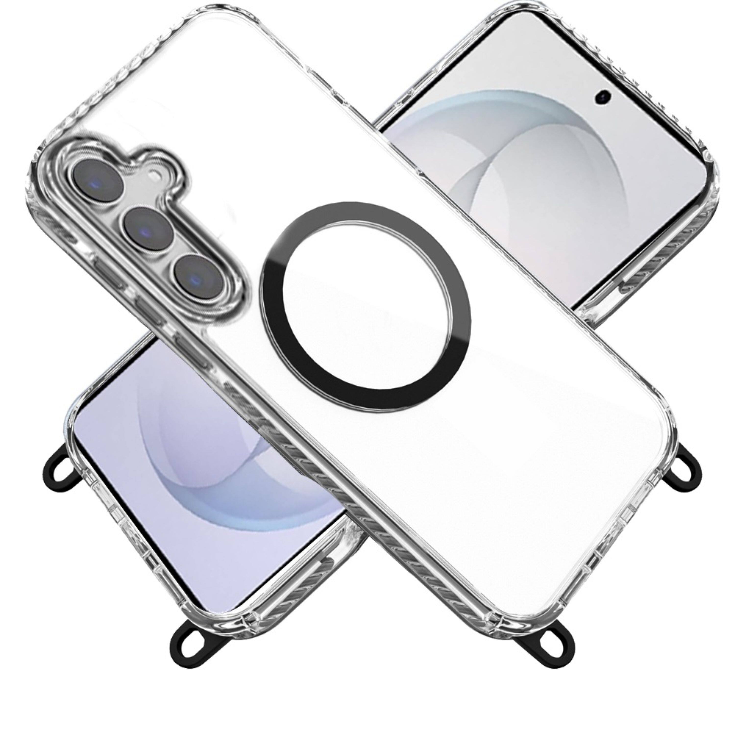 Back. Kitcheniva - Transparent Phone Case With Matching Lanyard Tempered Glass For Samsung Galaxy S26 Black - Black.