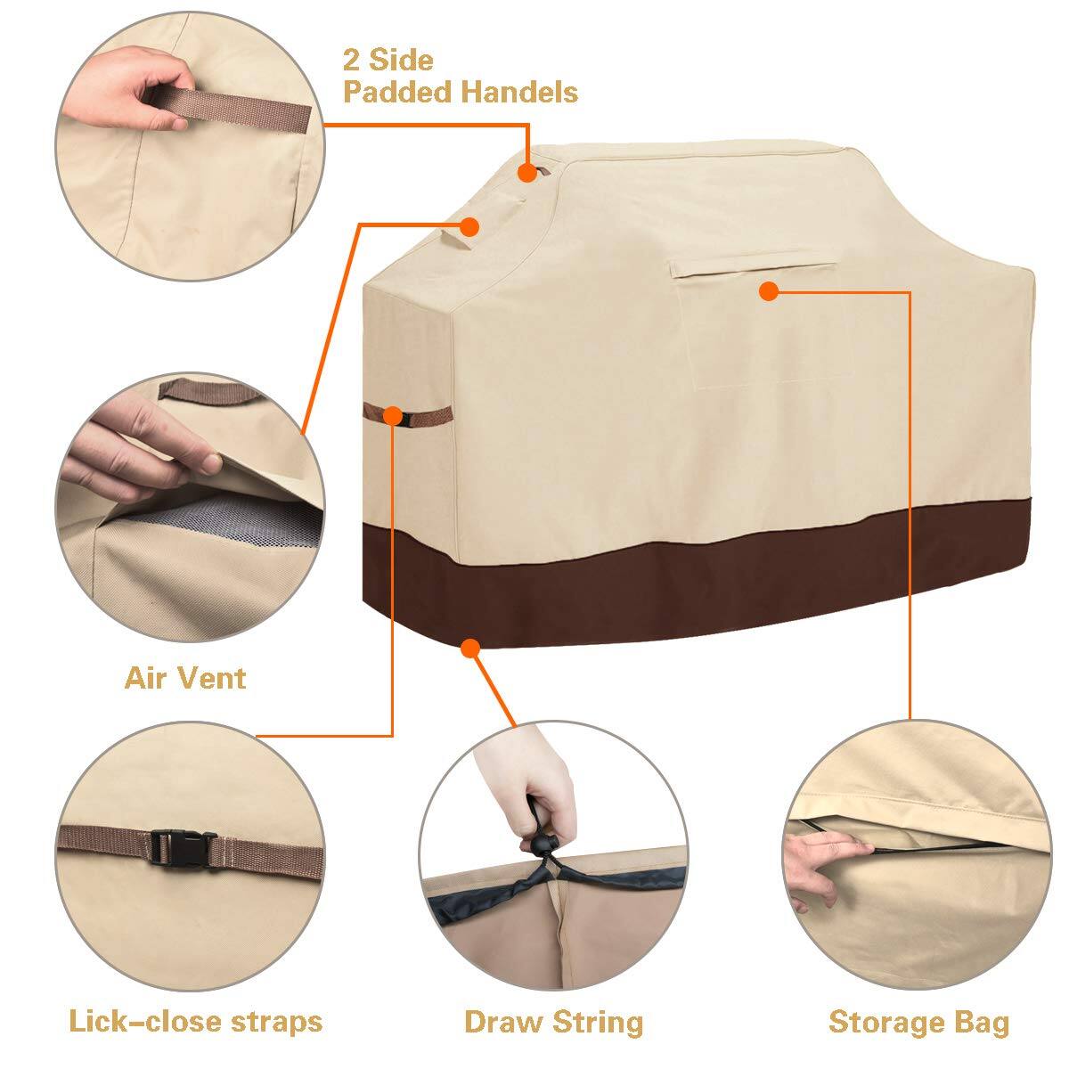 2 Side Padded Handles  
Air Vent  
Lick-close straps  
Draw String  
Storage Bag