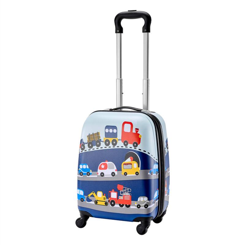 Alt View 6. HTUTWOO - Kids Luggage 5-Piece Set (18") - Hardside Rolling Suitcase with Backpack & U-Shape Pillow, Truck Design for Girls & Boys - Blue.