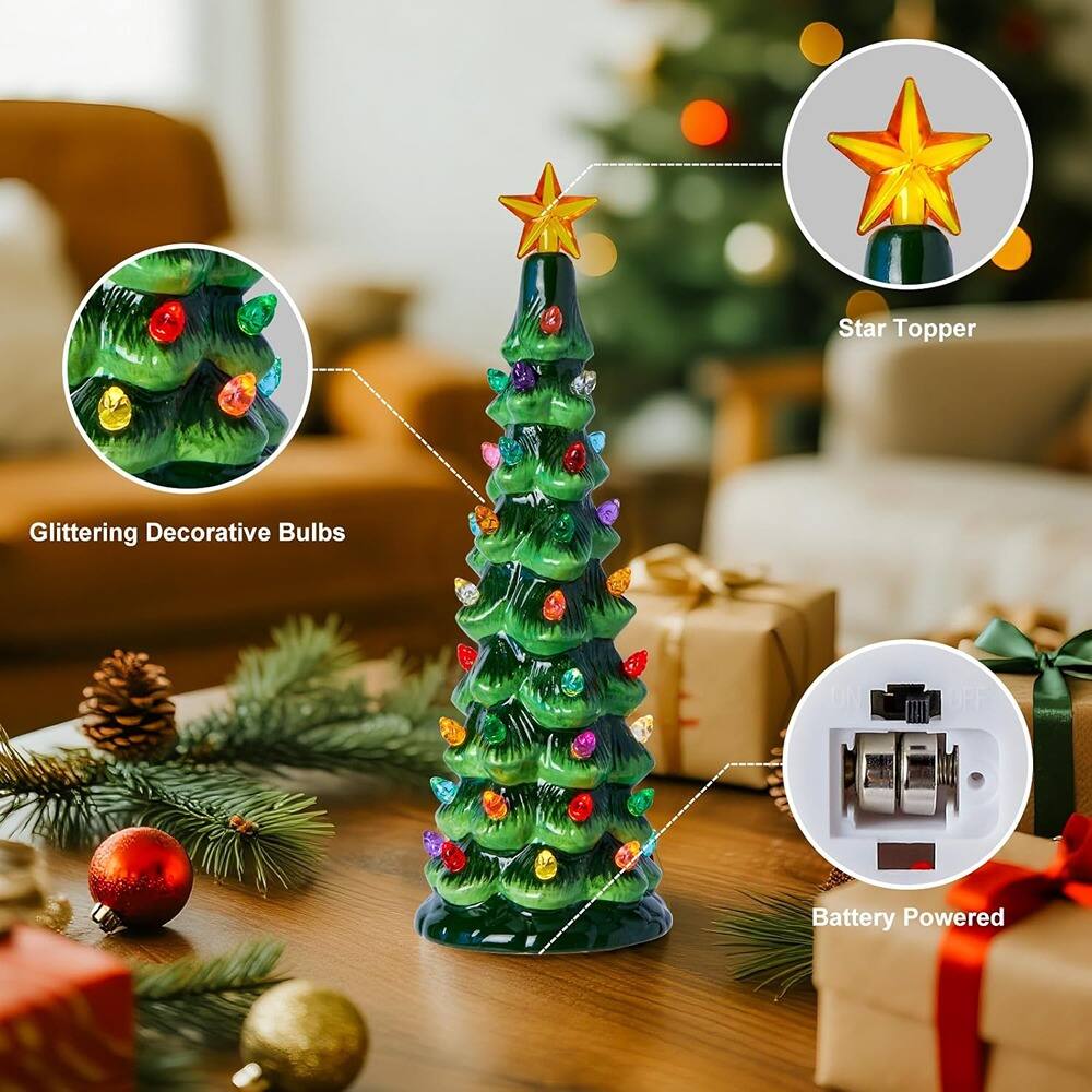 - Star Topper
- Glittering Decorative Bulbs
- Battery Powered