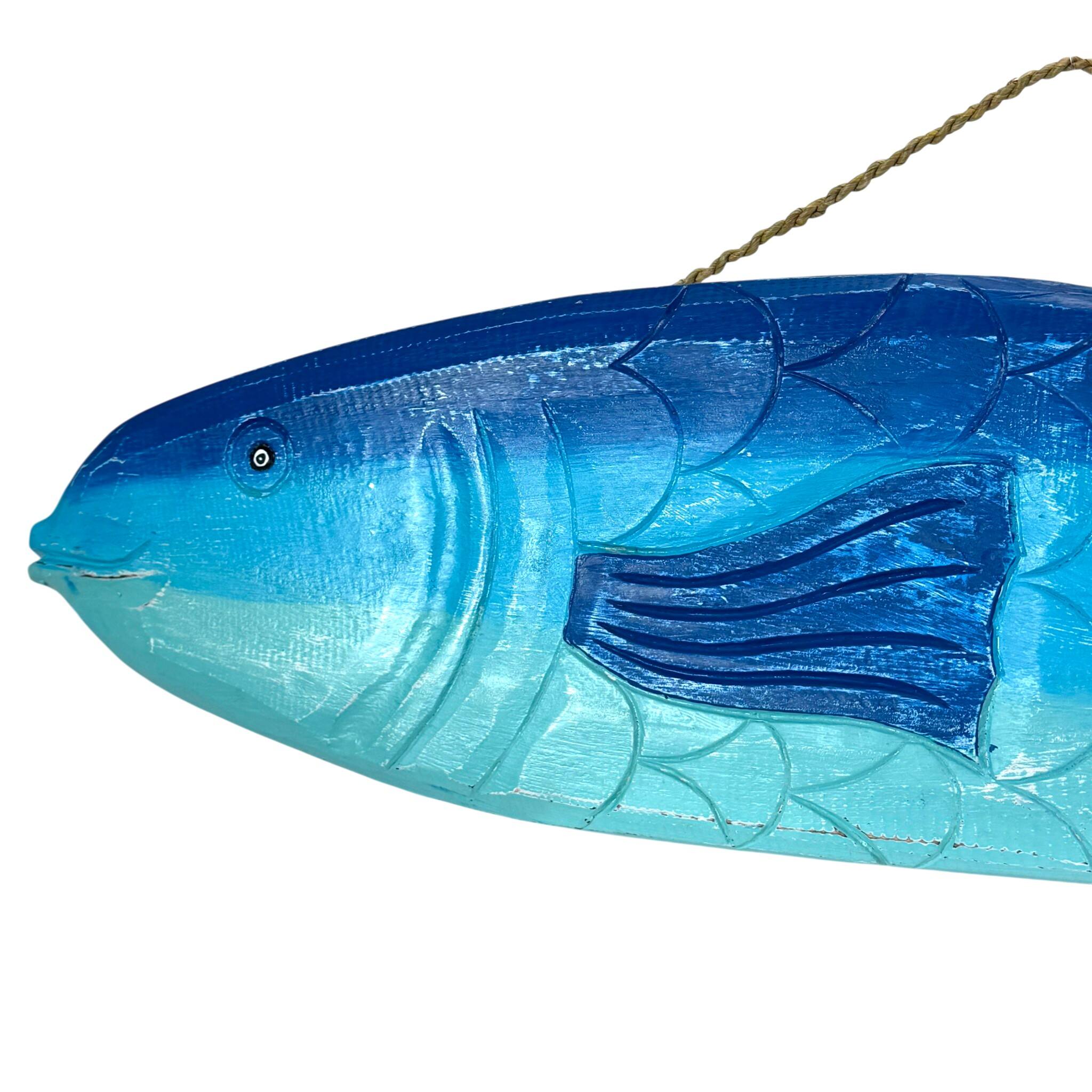 Alt View 3. Things2Die4 - Wood Fish Wall Decor 39 in Blue Gradient Coastal Beach Bathroom Art - Blue.