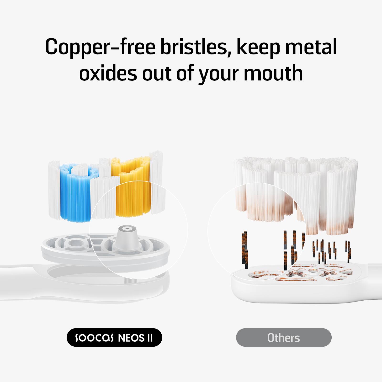 Copper-free bristles, keep metal oxides out of your mouth soocas NEOS II Others