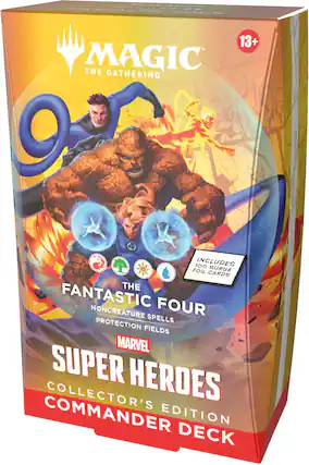 MAGIC THE GATHERING 13+ FANTASTIC FOUR NONCREATURE SPELLS PROTECTION FIELDS MARVEL SUPER HEROES COLLECTOR'S COMMANDER EDITION DECK INCLUDES 100 FOIL SURGE CARDS