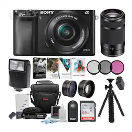 Sony - a6000 Mirrorless Camera with 16-50mm and 55-210mm Lens (Black) Bundle