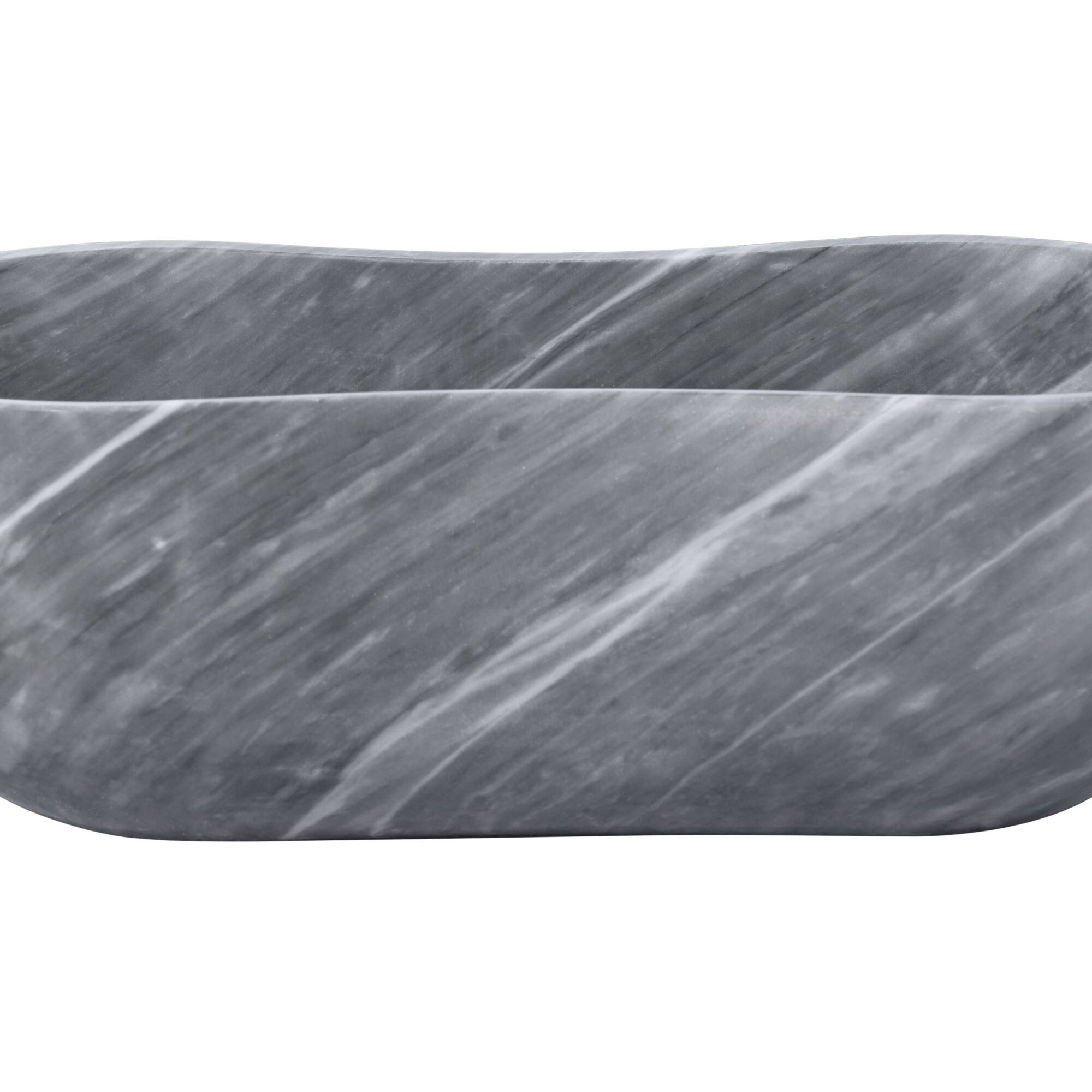 Alt View 7. ELEMENT ACE - Natural Gray Marble Bathroom Vessel Sink with Semi-Polished Surface and Wavy Silhouette Design - Gray.