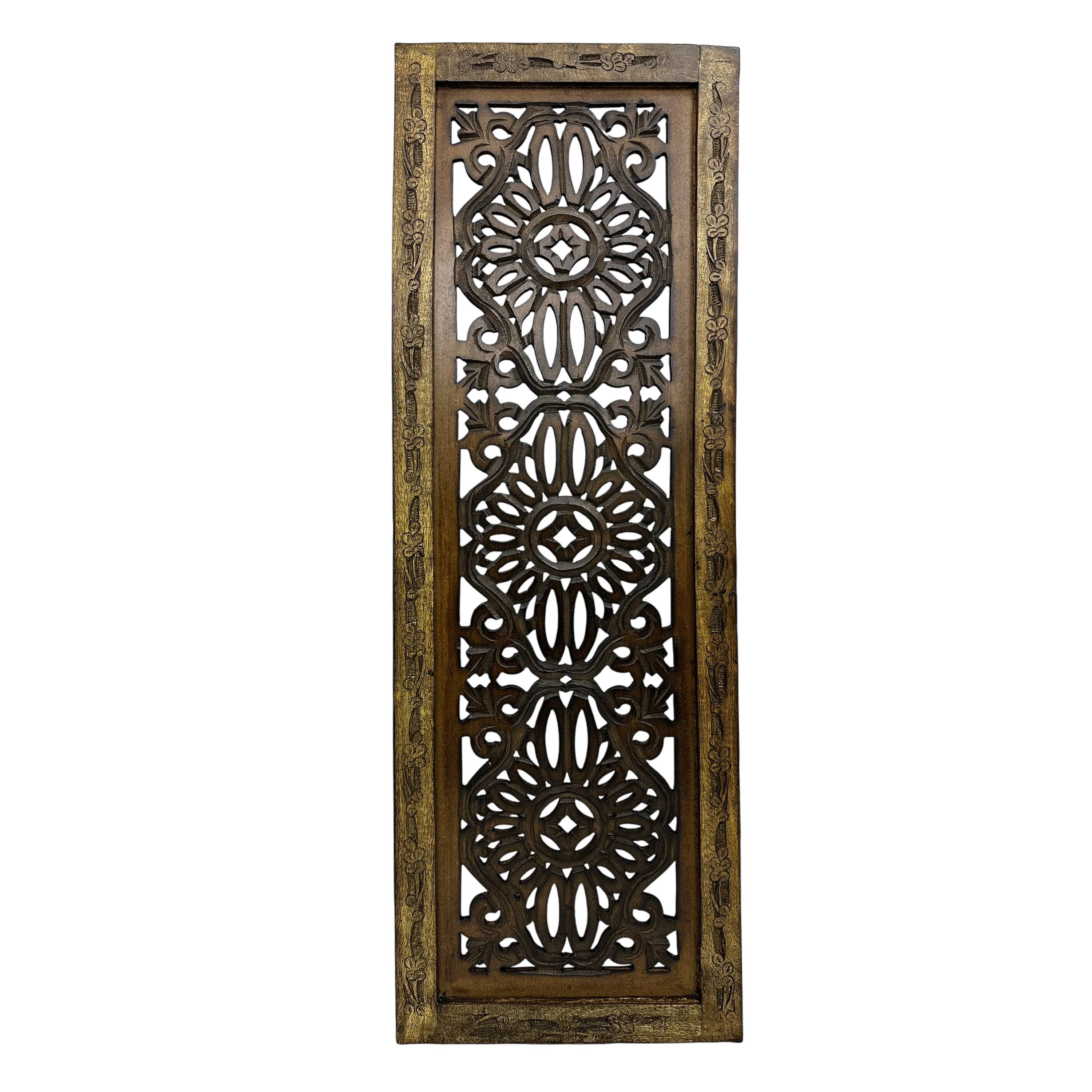 Left. Manhattan Lane - Benzara Floral Hand Carved Wooden Wall Panels, Assortment of Two - Brown.