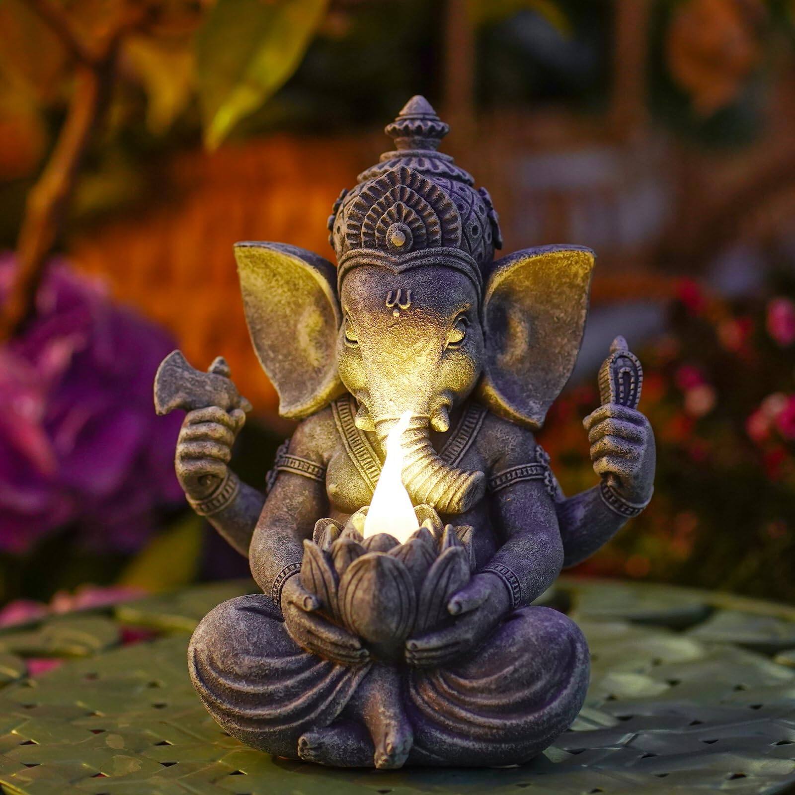 Ganesha Elephant With Solar Lights