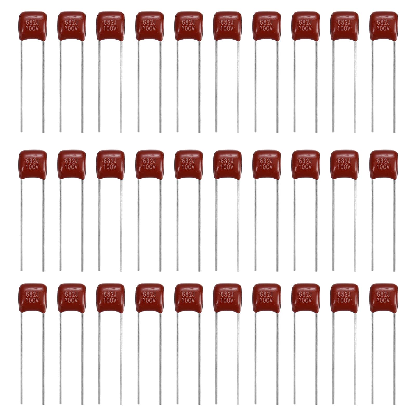 Unique Bargains - 30pcs 0.0068uF 100V CBB21/22 Metallized Polypropylene Film Capacitor for Electronics and Lamps - Red