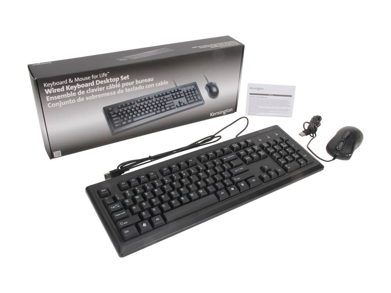 Keyboard & Mouse for Life™  
Wired Keyboard Desktop Set  
Ensemble de clavier câblé pour bureau  
Conjunto de teclado de sobremesa de cable  
Kensington