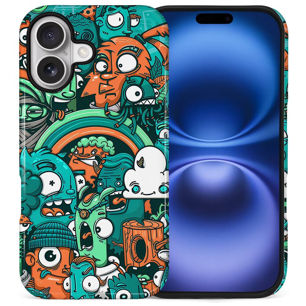 Front. Finnhomy - Smartphone Case for iPhone - Dual-Layer Heavy Duty Protective Cover - Urban Sewer Monsters - Urban Sewer Monsters for iPhone 16.