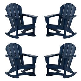 WestinTrends - Malibu Outdoor Patio Porch Rocking Adirondack Chair (Set of 4) - Navy Blue