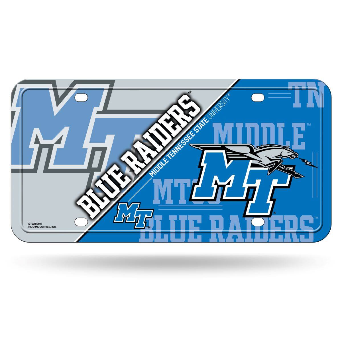 Middle Tennessee State Blue Raiders 12x6 Metal License Plate Auto Tag