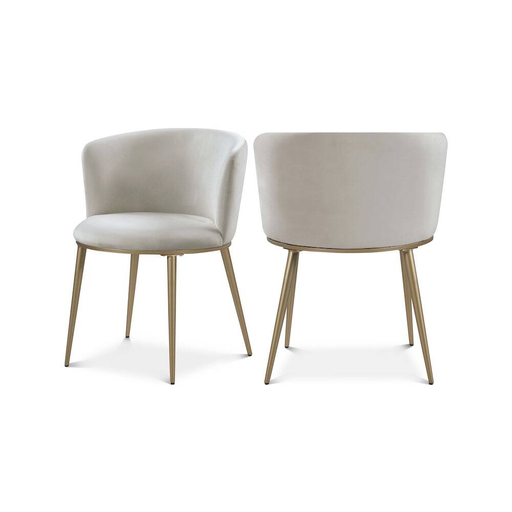 Meridian Furniture - Skylar Cream Velvet Dining Chair, Set of 2 - Beige