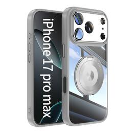 Dteck - Magnetic Case for Apple iPhone 17 Pro Max with Built-in Lens Protector, 360° Rotating Ring Stand Clear Shockproof Cover - Gray