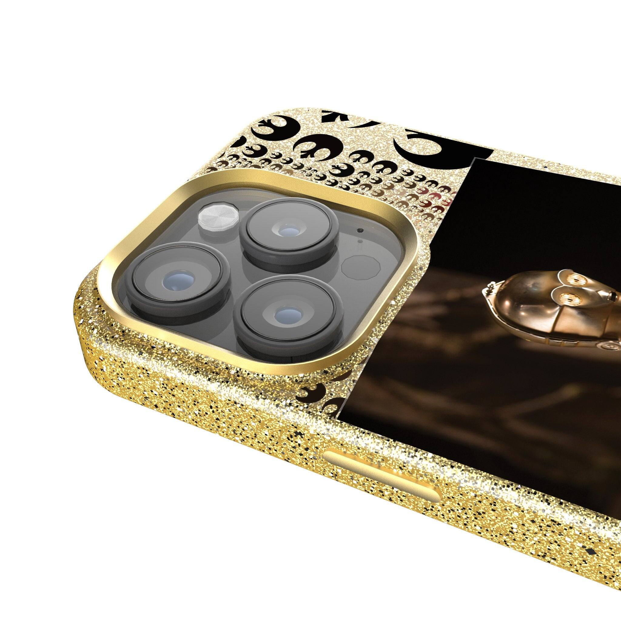 Back. Keyscaper - Star Wars: A New Hope Portrait Gold Bling Phone Case - Apple iPhone 14 Pro - C-3PO.