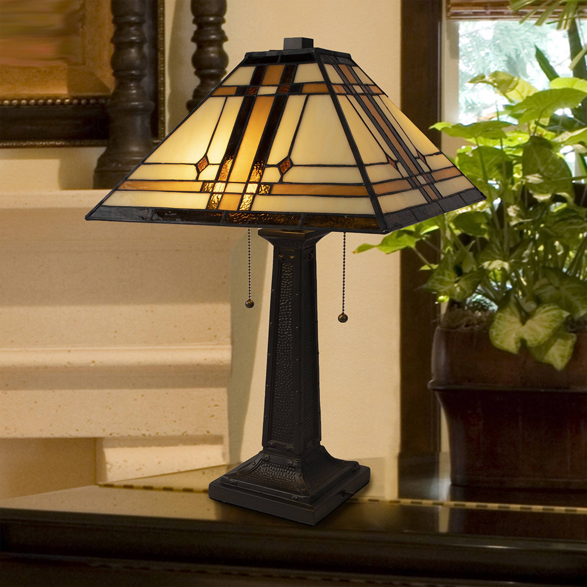 Angle. Lavish Home - Tiffany-Style Stained Glass Table Lamp.