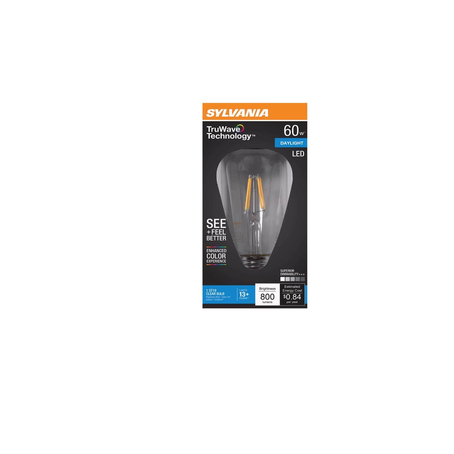 Sylvania - Truwave ST19 E26 (Medium) LED Bulb Daylight 60 Watt Equivalence 1 pk