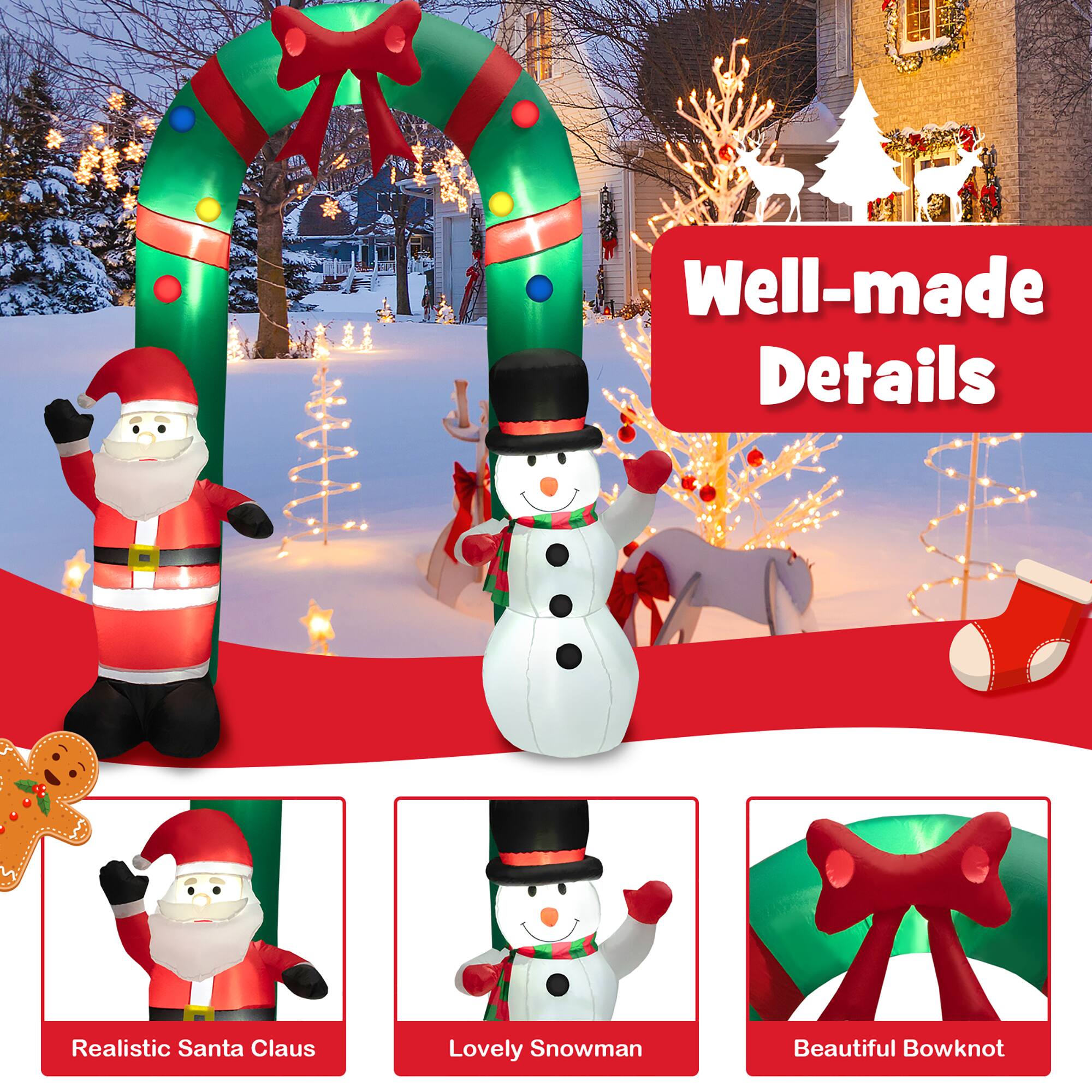 Well-made Details: Realistic Santa Claus, Lovely Snowman, Beautiful Bowknot