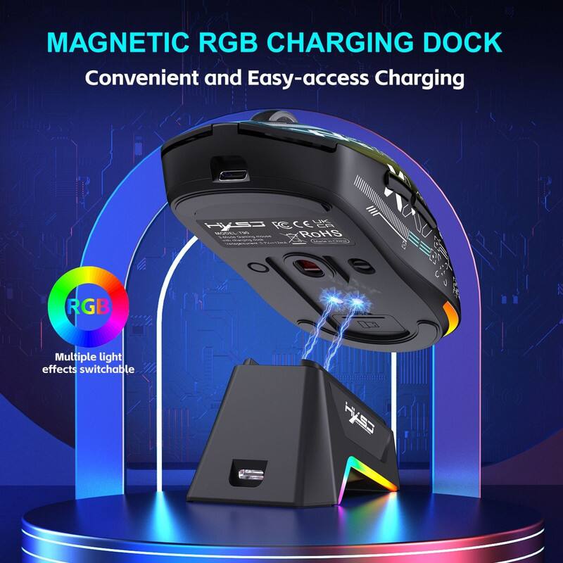 MAGNETIC RGB CHARGING DOCK  
Convenient and Easy-access Charging  

Multiple light effects switchable