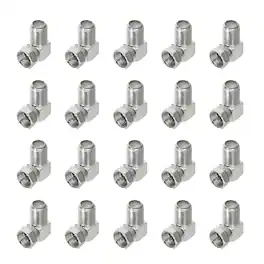 Unique Bargains - 20pcs Right Angle Coaxial Connector, F Female to F Male, 75 Ohm, for Broadcast, Antenna, Amp, CB Radio - Silver