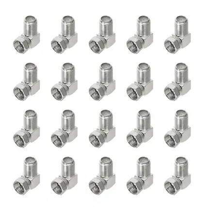 Front. Unique Bargains - 20pcs Right Angle Coaxial Connector, F Female to F Male, 75 Ohm, for Broadcast, Antenna, Amp, CB Radio - Silver.