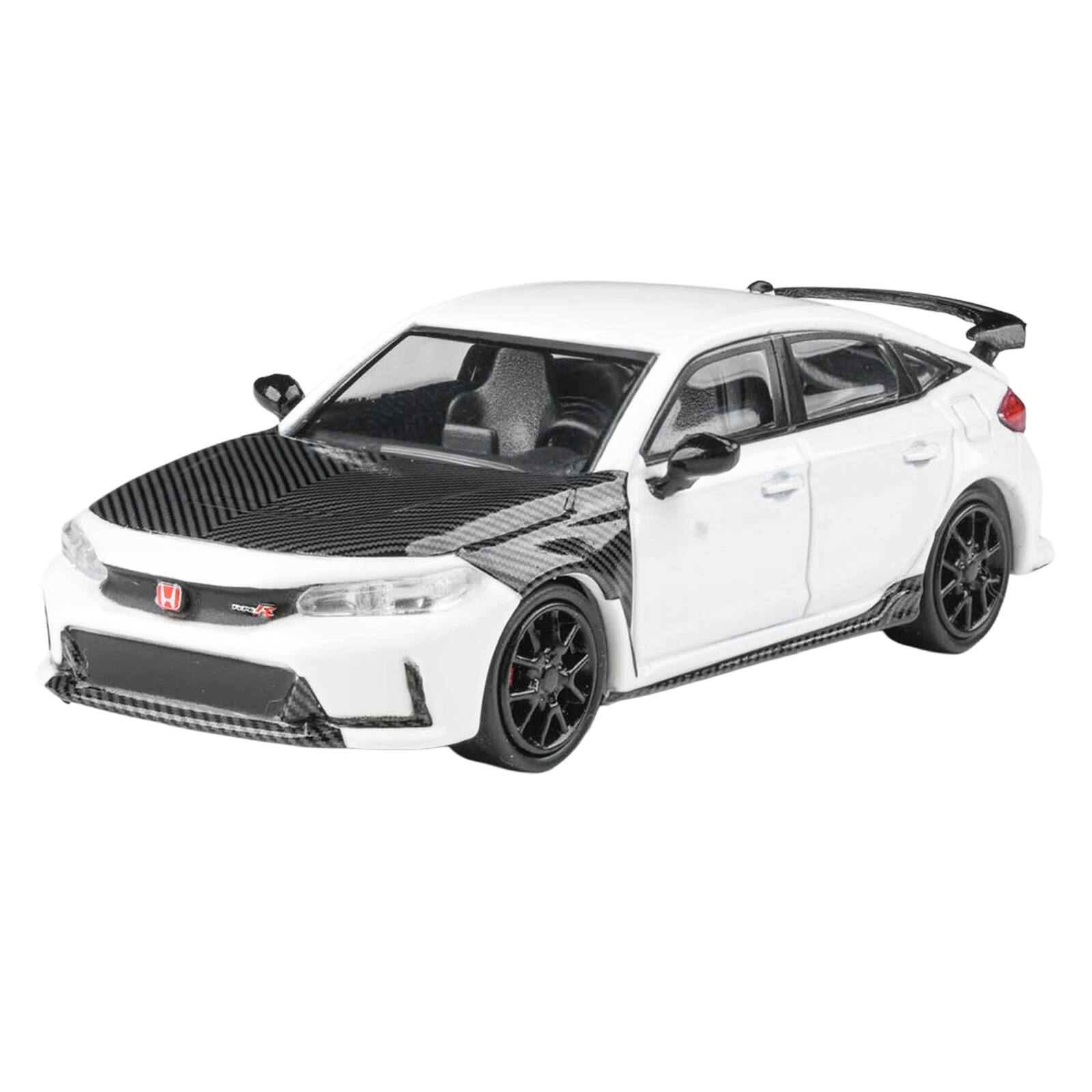 Alt View 3. Paragon - 2025 Honda Civic Type R FL5 White with Carbon Hood and Accents 1/64 Diecast Model Car by Paragon Models.