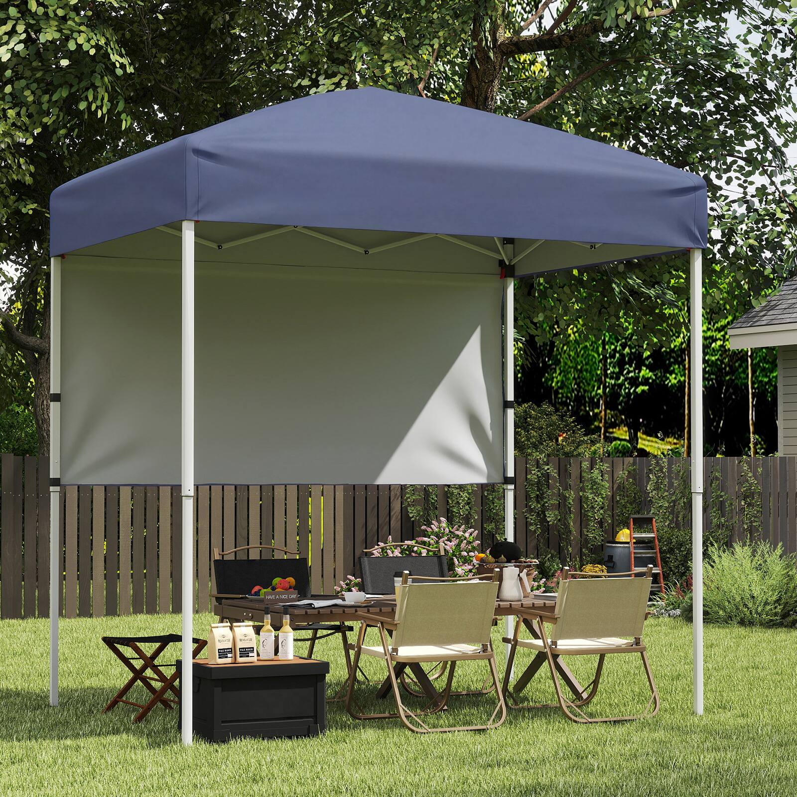 Alt View 1. Costway - Costway Pop-Up Canopy Tent with 1 Half Sidewall, Easy Setup Folding Outdoor Sun Shelter - Gray.