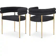 Front. Meridian Furniture - Brielle Black Boucle Fabric Dining Chair, Set of 2 - Black.