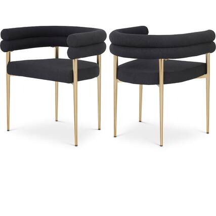 Front. Meridian Furniture - Brielle Black Boucle Fabric Dining Chair, Set of 2 - Black.