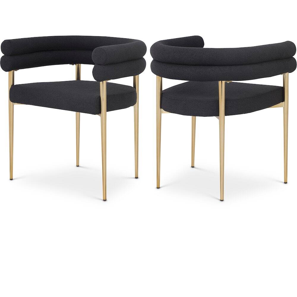 Front. Meridian Furniture - Brielle Black Boucle Fabric Dining Chair, Set of 2 - Black.