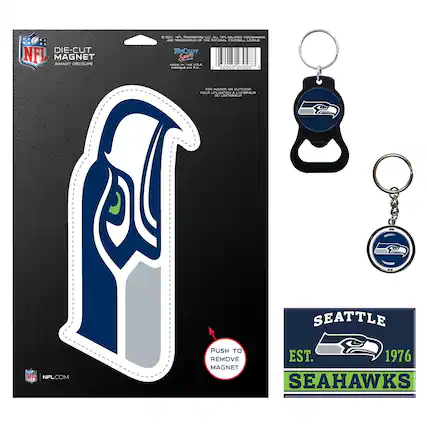 DIE-CUT MAGNET
AIMANT - DÉCOUPE
WINCRAFT Sport
MADE IN THE U.S.A.
PUSH TO REMOVE MAGNET
SEATTLE
EST. 1976
SEAHAWKS
NFL.COM