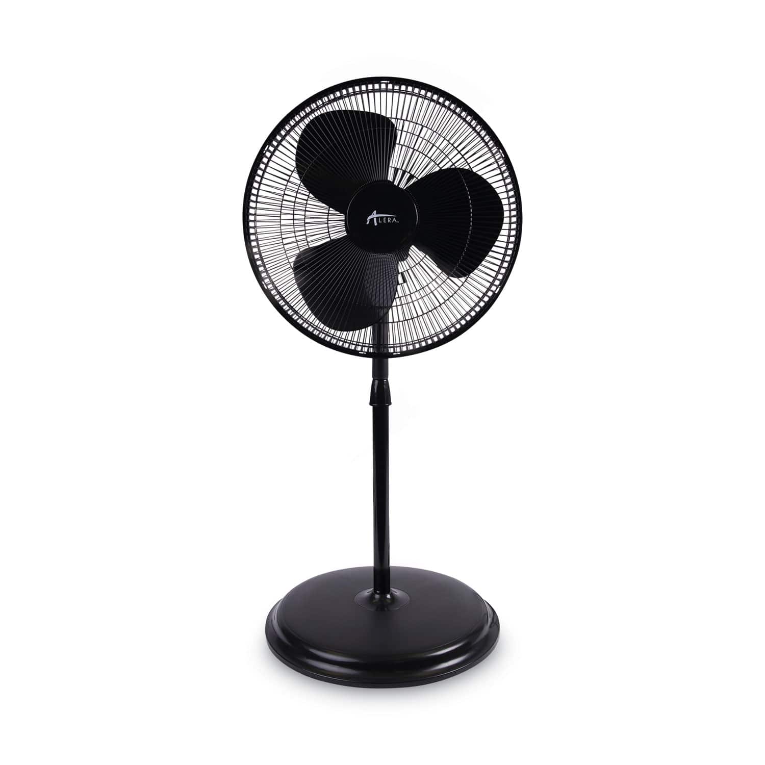 Alera - 16" 3-Speed Oscillating Pedestal Stand Fan, Metal, Plastic, Black