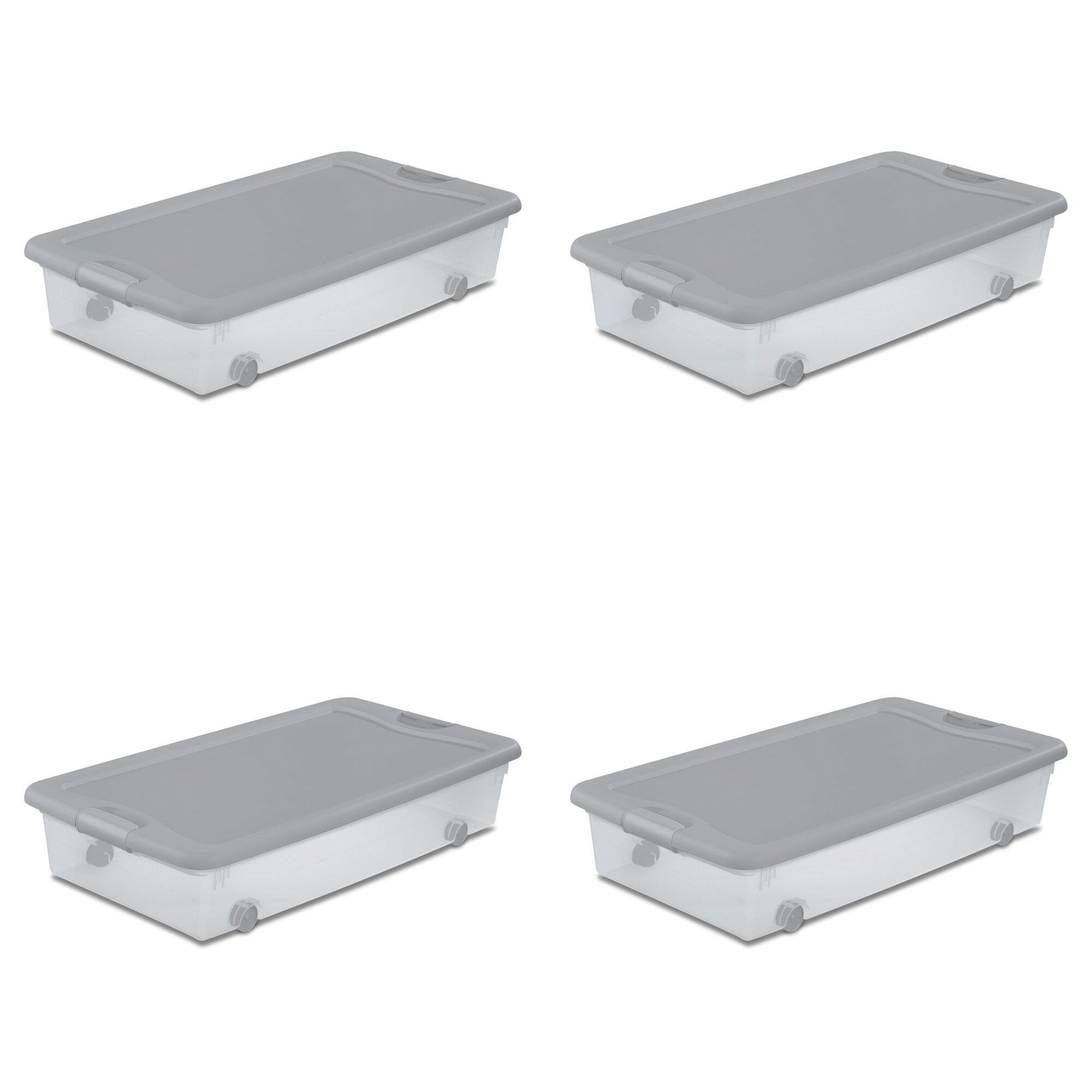 Alt View 7. Sterilite - Sterilite 56 Qt Wheeled Under Bed Storage Container, Plastic Bin, Silver, 4 Pack - Silver.