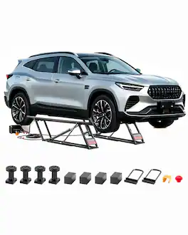 VEVOR - Car Lift, 7000 lbs Capacity Car Lifts for Home Garage, 3-Level Adjustable with 29.4" Lift Height & Remote Control - Black