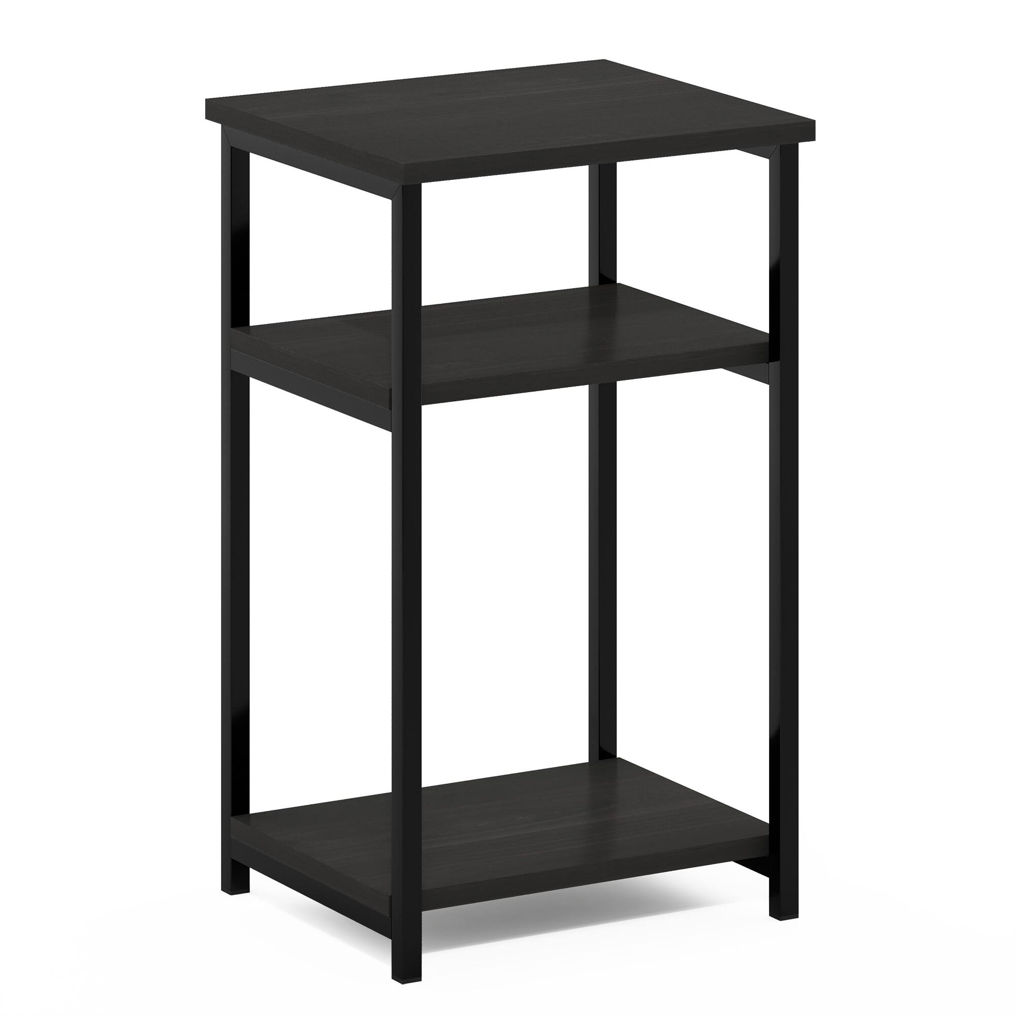 Alt View 4. Furinno - JUST Night Stand, Nightstand, 3-Tier Metal Frame End Table with Open Shelf, Side Table, End Table - Espresso.