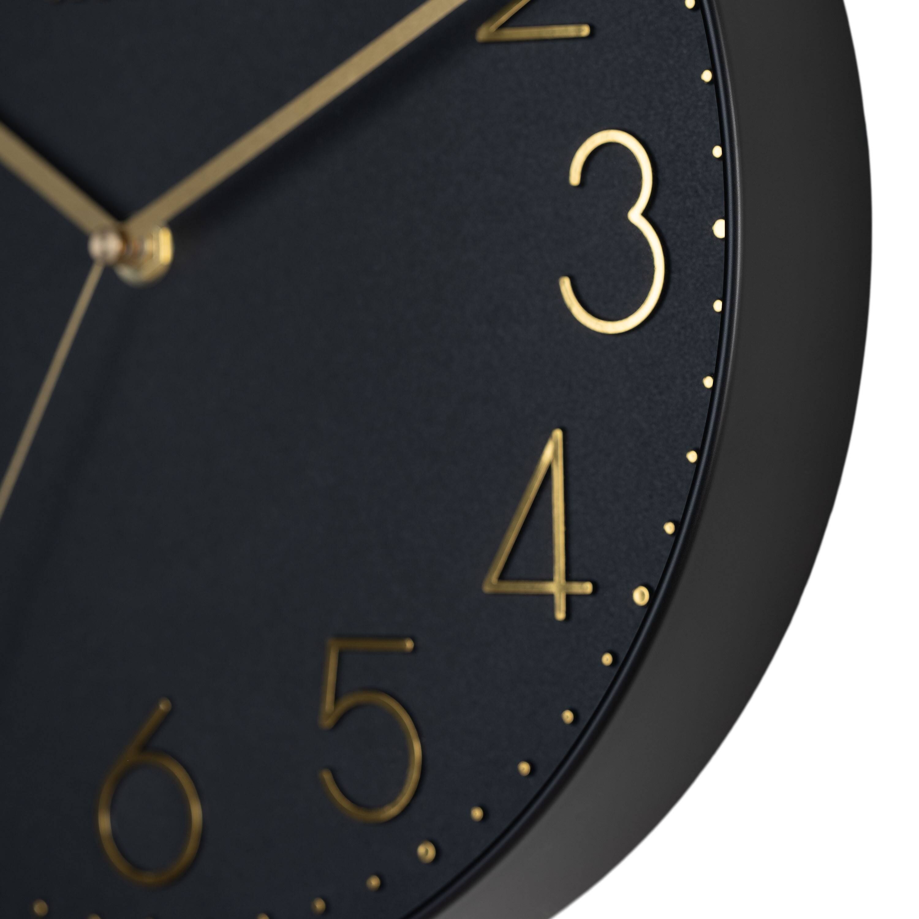 Angle. La Crosse Clock Co. - 12 Inch Paxton Black Silent Sweep Analog Quartz Wall Clock - Black.