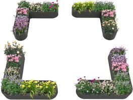 A Anleolife - 4-Pack Metal Freefom Heart-Shaped Raised Garden Bed Planter Box for Vegetables (81 in. L x 81 in. W x 18 in. H) - Gray