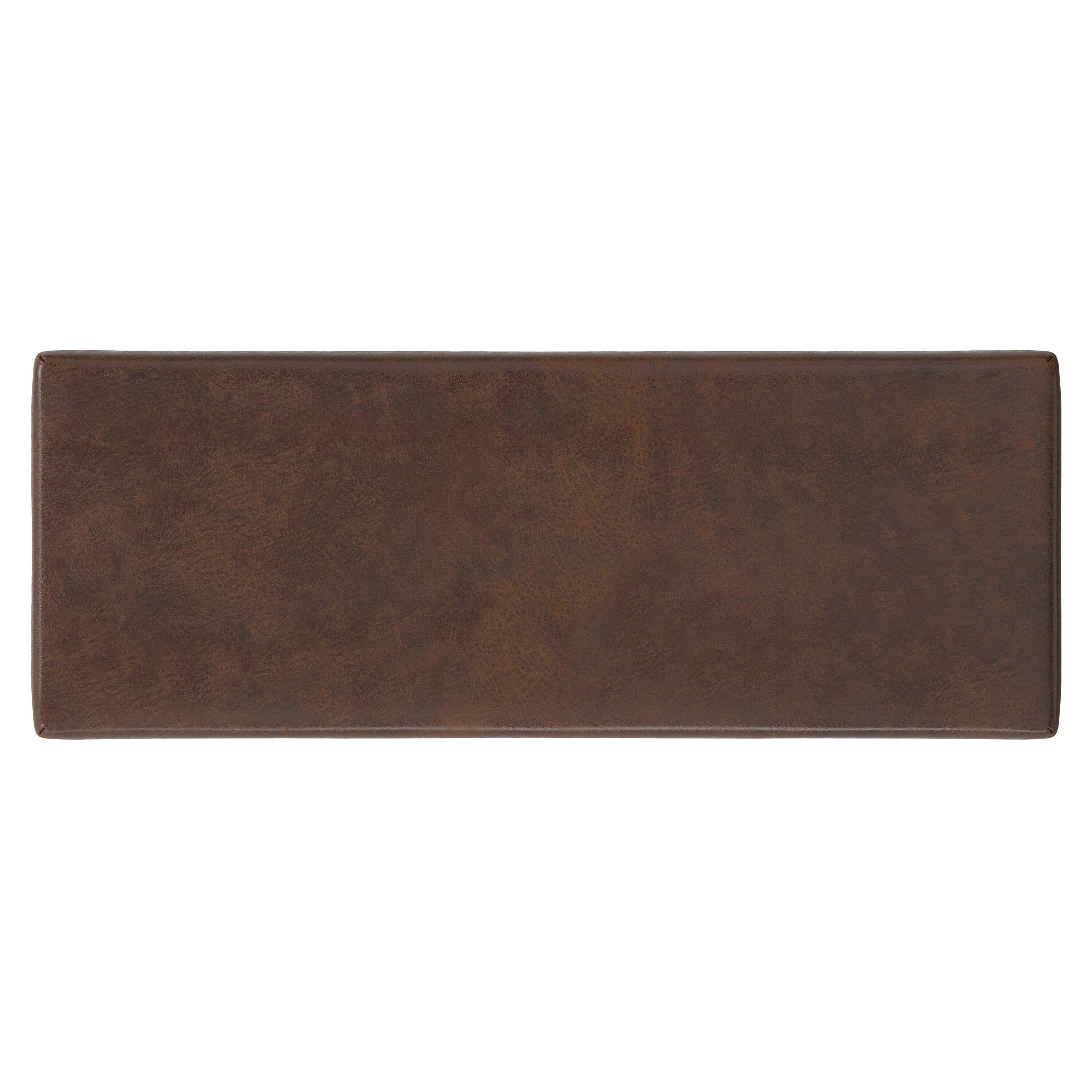 Back. Simpli Home - Chanelle SOLID HARDWOOD Mid Century Ottoman Bench in Distressed Chestnut Brown - Distressed Chestnut Brown.