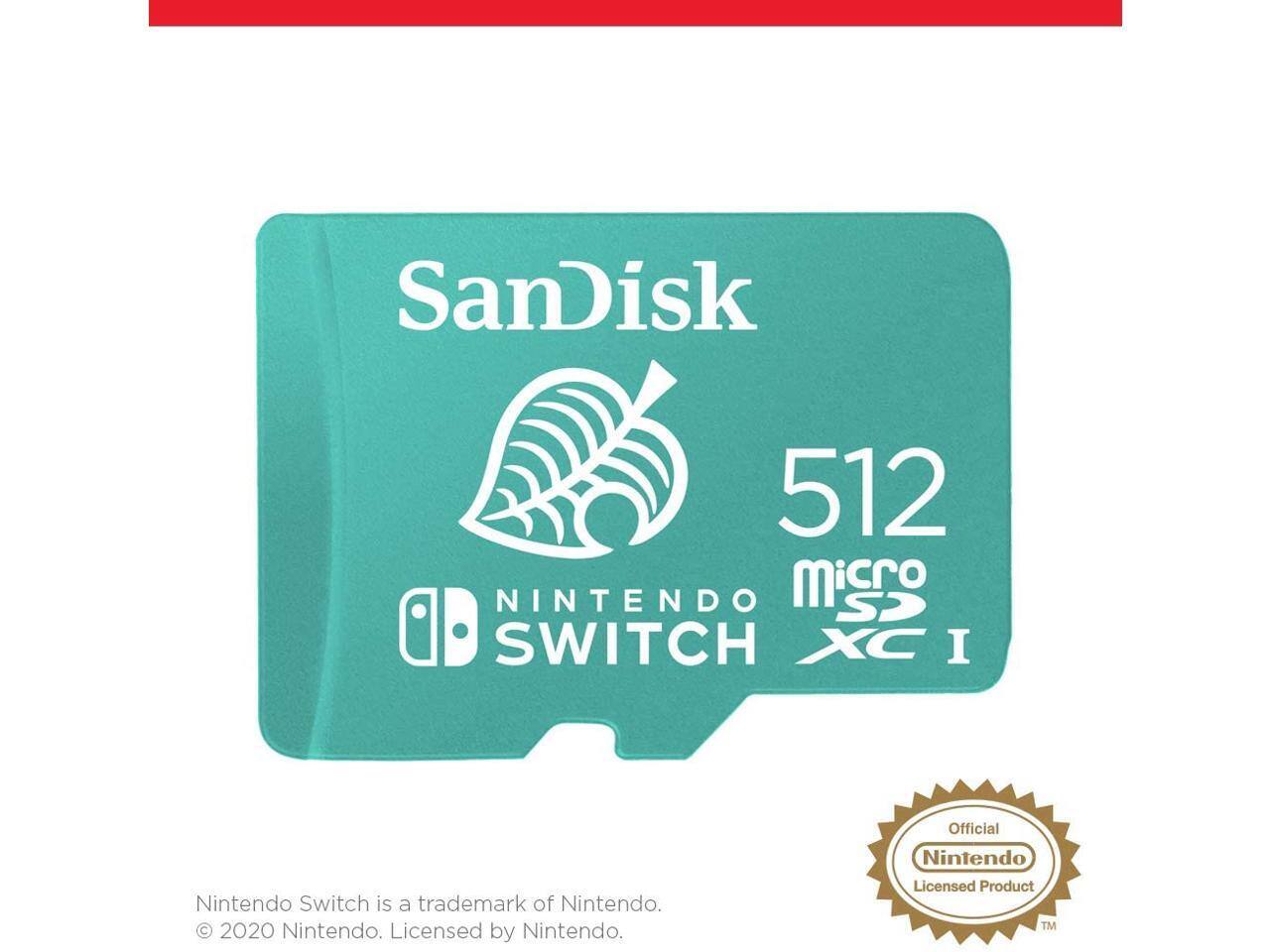 SanDisk 512 microSDXC I  
Nintendo Switch  
Official Nintendo Licensed Product  

Nintendo Switch is a trademark of Nintendo.  
© 2020 Nintendo. Licensed by Nintendo.