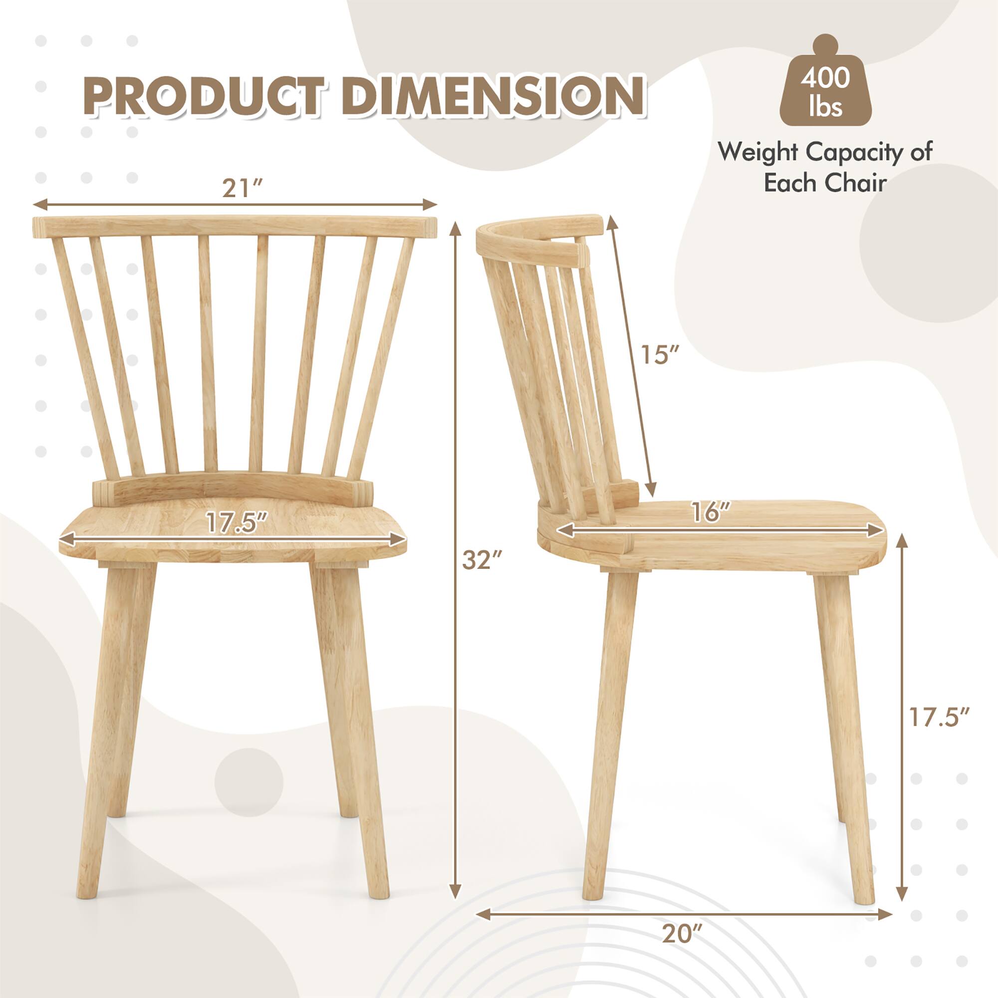 The corrected text is:

"400 lbs Weight Capacity of Each Chair

PRODUCT DIMENSION

21" (Width)
15" (Height)
17.5" (Depth)
32" (Height)
16" (Seat Height)
17.5" (Seat Depth)
20" (Seat Width)"