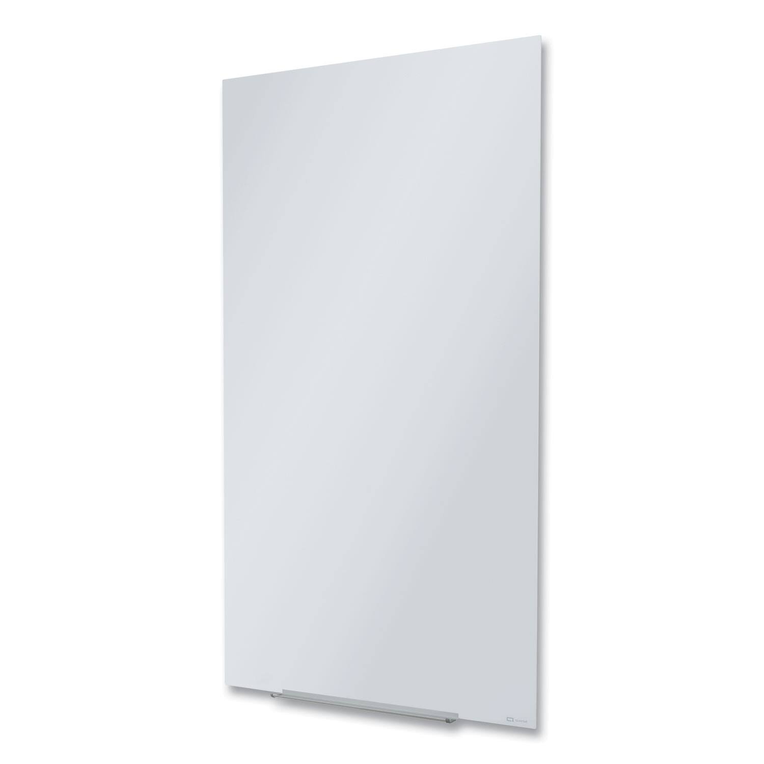 Angle. Quartet - REMOVE - InvisaMount Vertical Magnetic Glass Dry-Erase Boards, 28" x 50", White Surface.