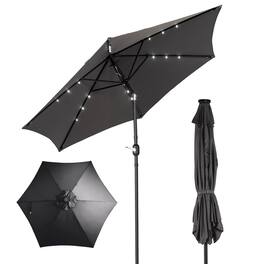 Winado - Patio Umbrella with Solar Lights, Outdoor Umbrella with Push Button Tilt and Crank, Umbrella Outdoor Patio