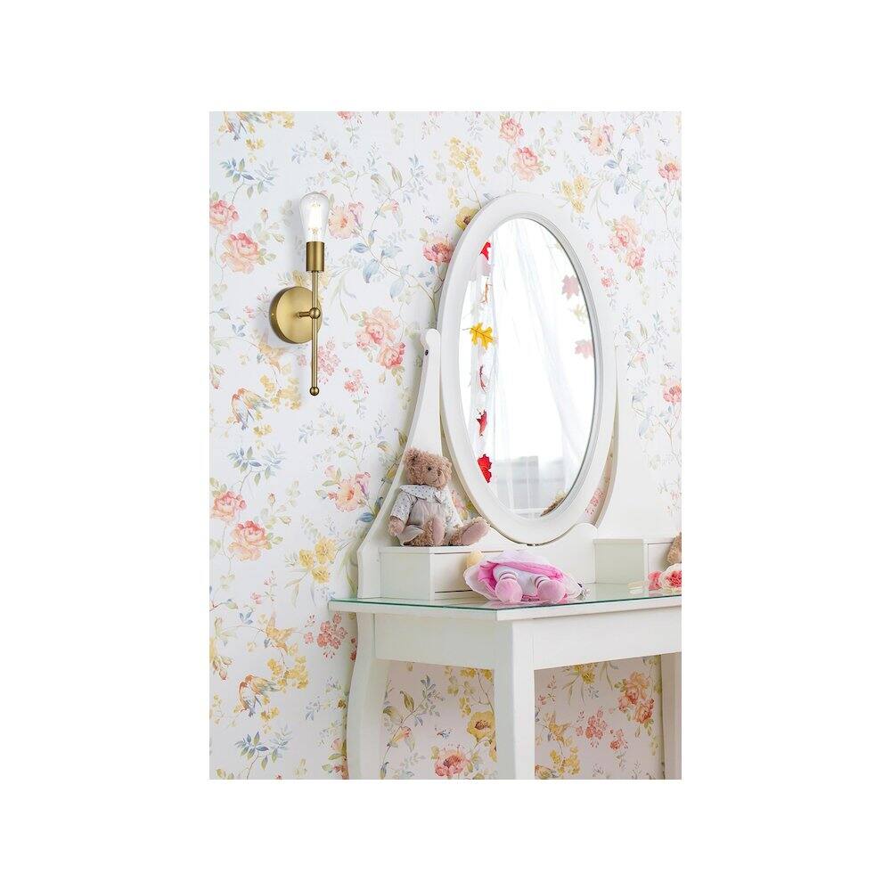 Alt View 3. Living District - Keely 4.5 Inch Wall Sconce in Satin Gold - Satin Gold.