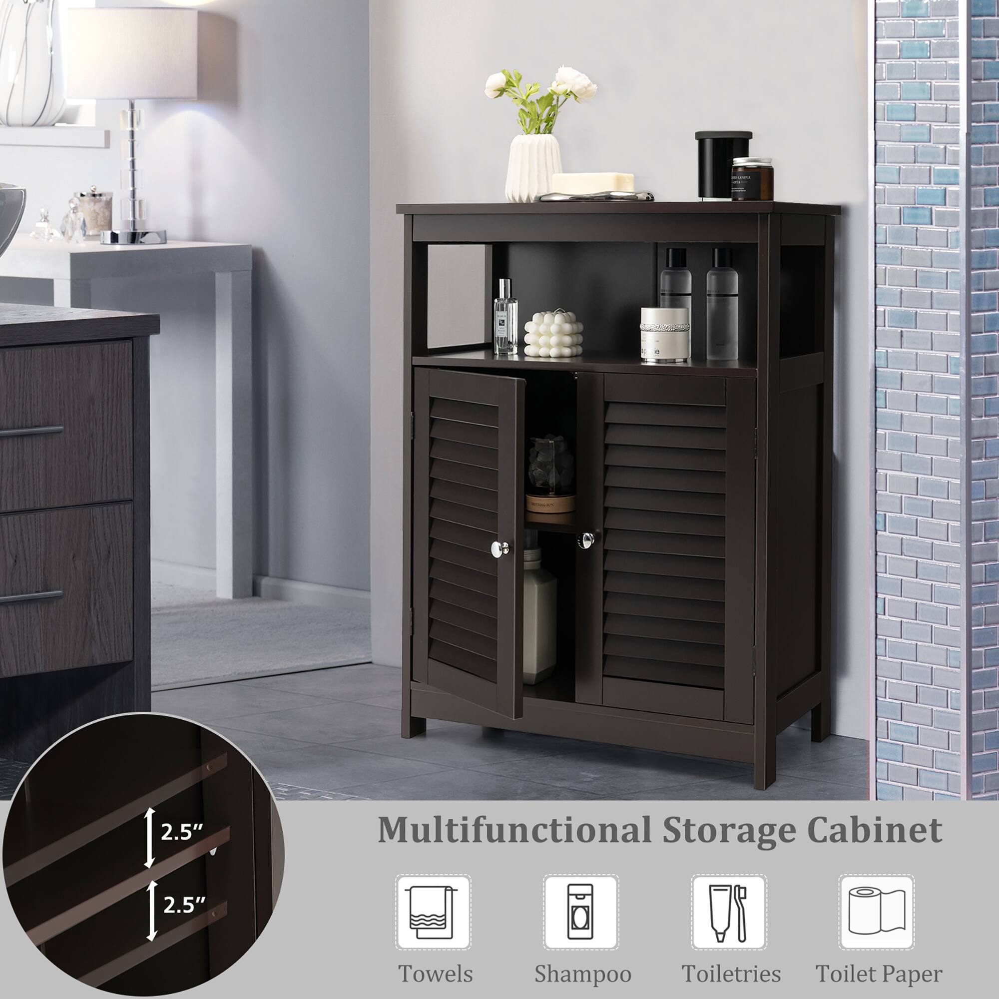 Multifunctional Storage Cabinet, Towels, Shampoo, Toiletries, Toilet Paper