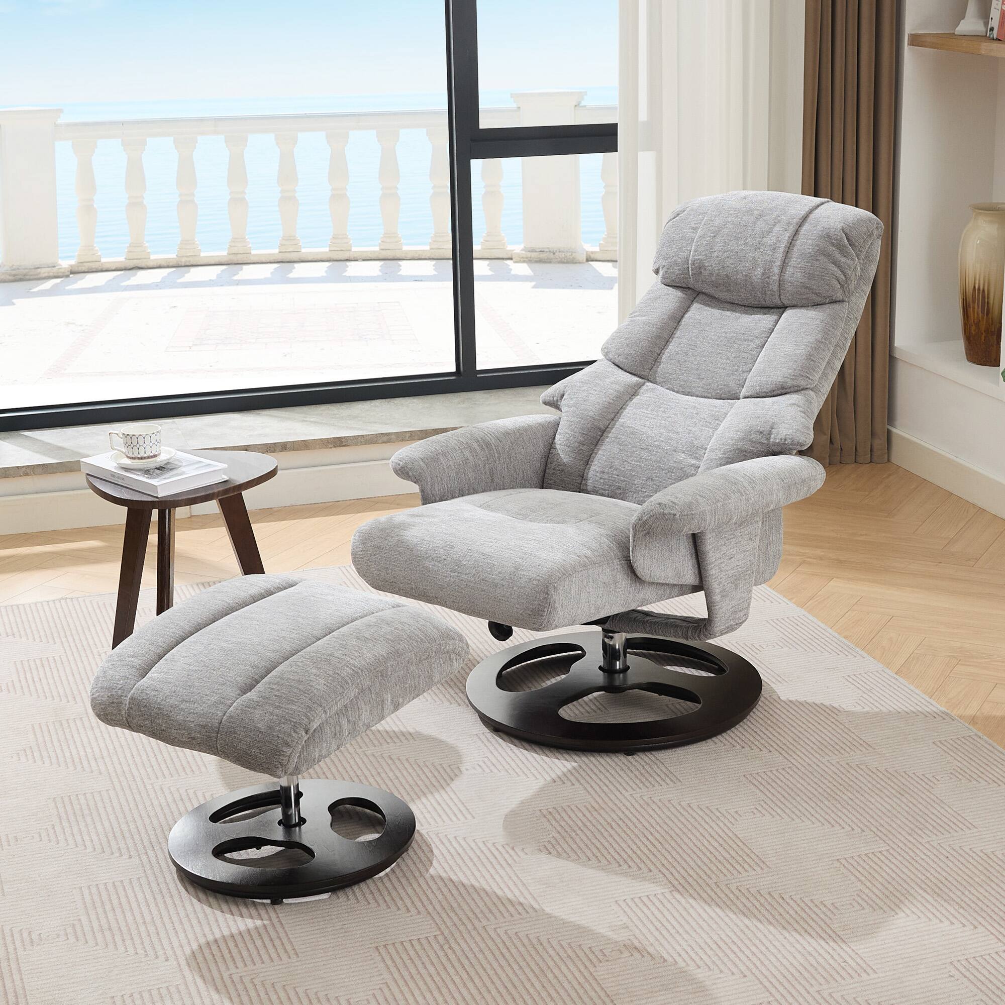 Alt View 5. TinyHomie - Ergonomic Recliner Chair with Ottoman Modern 360 Swivel Lounge Chair 140 Adjustable Backrest for Home or Office Grey - Gray.