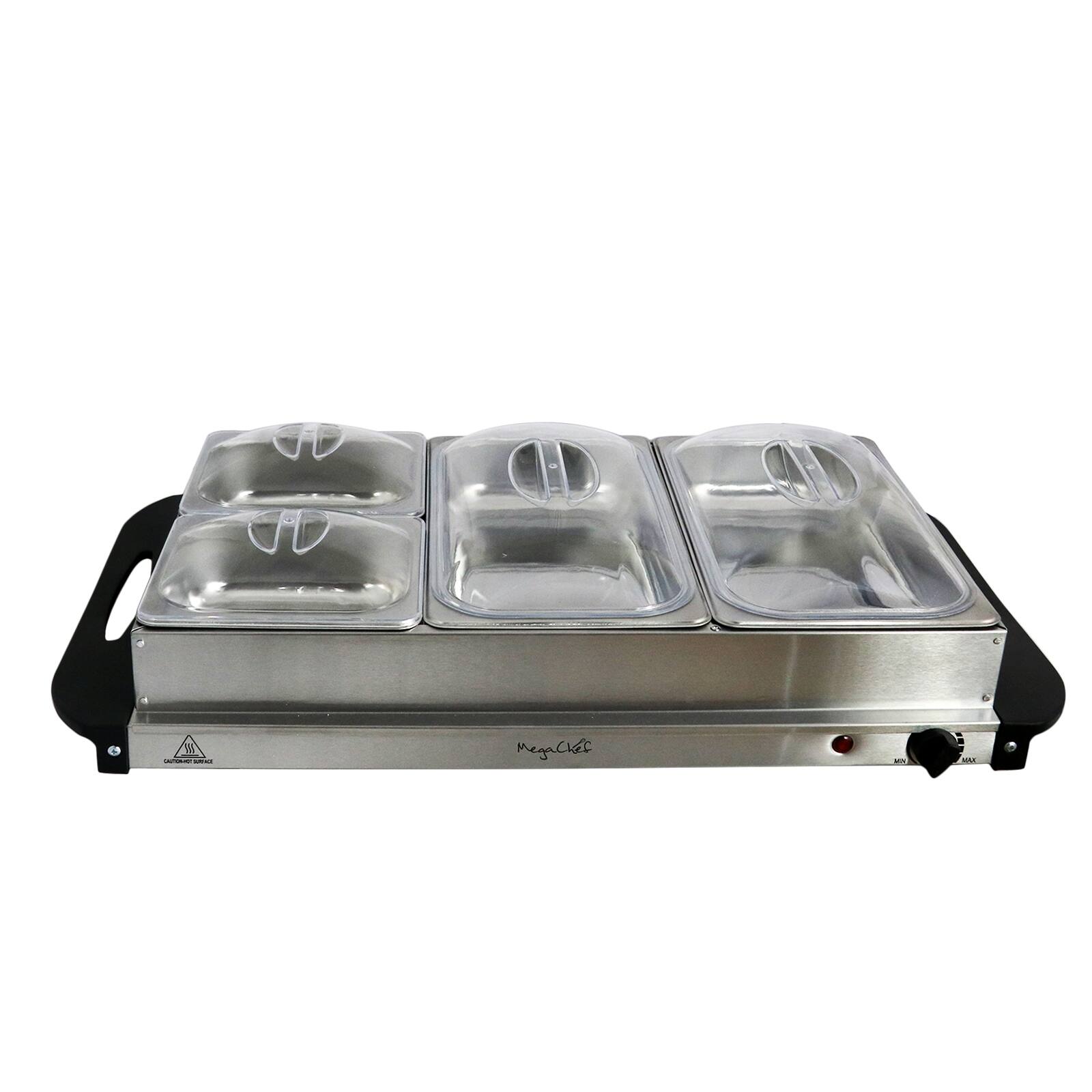 Alt View 3. MegaChef - MegaChef Buffet Server & Food Warmer With 4 Removable Sectional Trays , Heated Warming Tray and Removable Tray Frame - Silver.