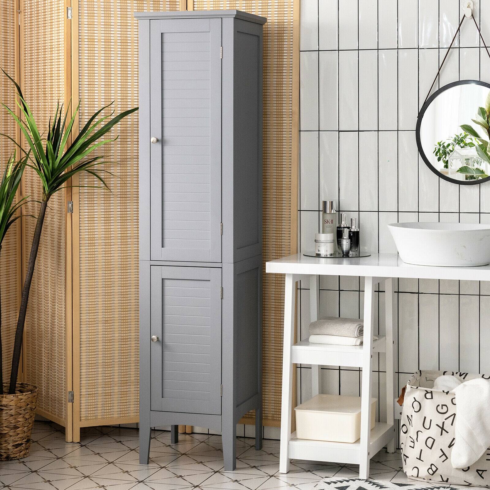 Alt View 1. Ecooso - Tall Bathroom Storage Cabinet Freestanding for Kitchen and Living Room - Gray.
