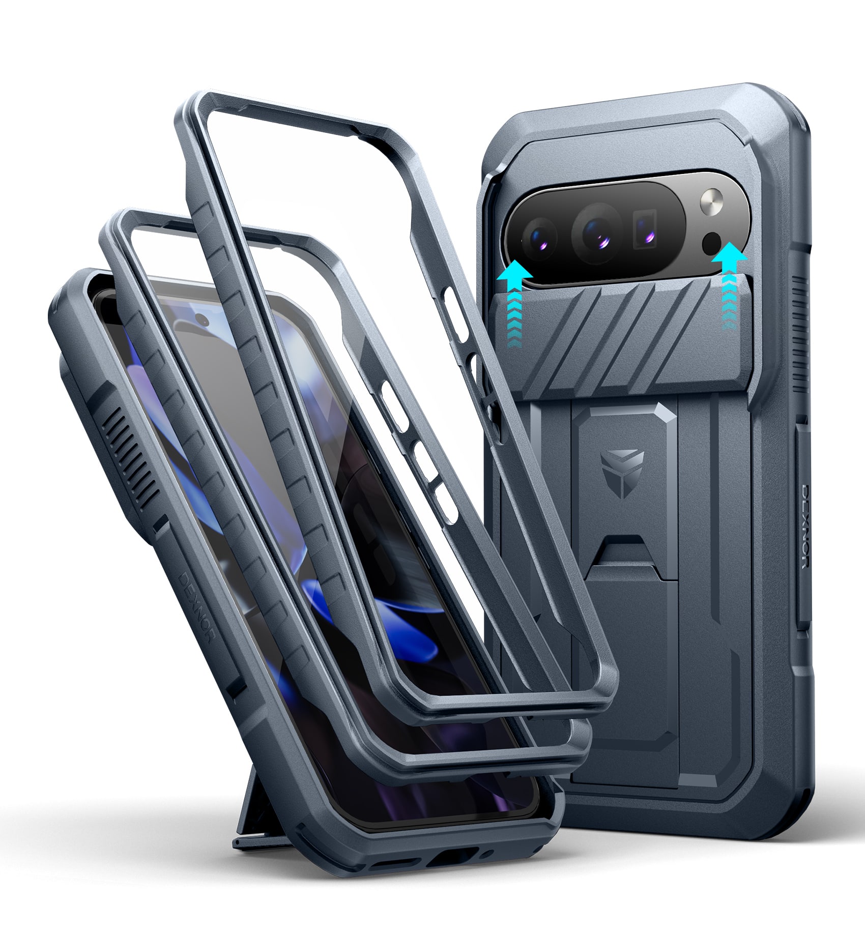 dexnor - Case for Google Pixel 10/10 Pro with Slide Camera Cover Full-Body Shockproof Protective Cover Rugged Bumper Case - Navy Blue price history on PriceWatchPro